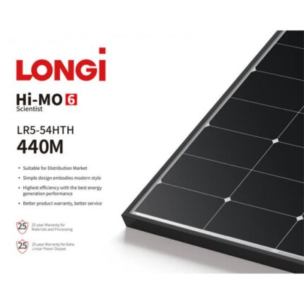 LONGi Hi-MO LR5-54HTH 440W Solar Panel Black Frame Half-Cell Mono