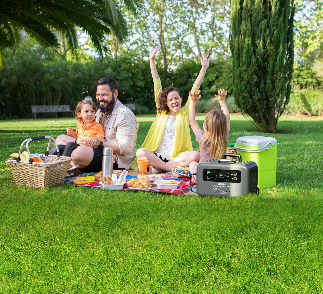 a family having a picnic in the park