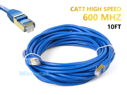 CAT7 Cable Ethernet Premium S/FTP Patch Cord RJ45 Fast Speed 600Mhz LAN Wire (10FT, Blue)